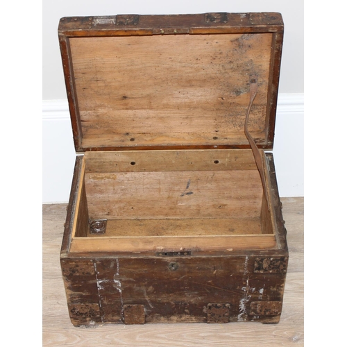 307 - 3 vintage pine and wooden chests, largest approx 51cm x 37cm x 32cm