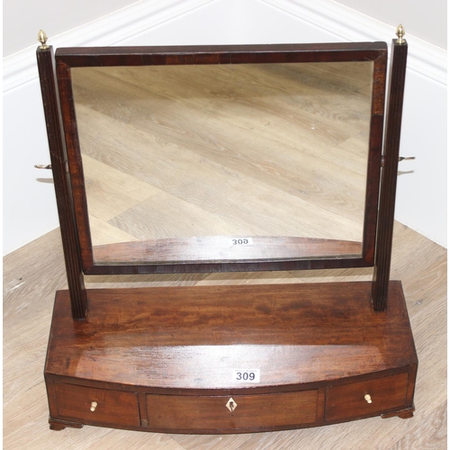 309 - 3 antique and later wooden framed table top mirrors, one with drawers, the largest approx 53cm wide ... 