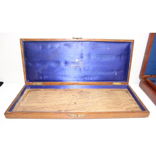 312 - 3 antique empty wooden cutlery boxes, the largest approx 36cm wide