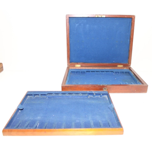 312 - 3 antique empty wooden cutlery boxes, the largest approx 36cm wide