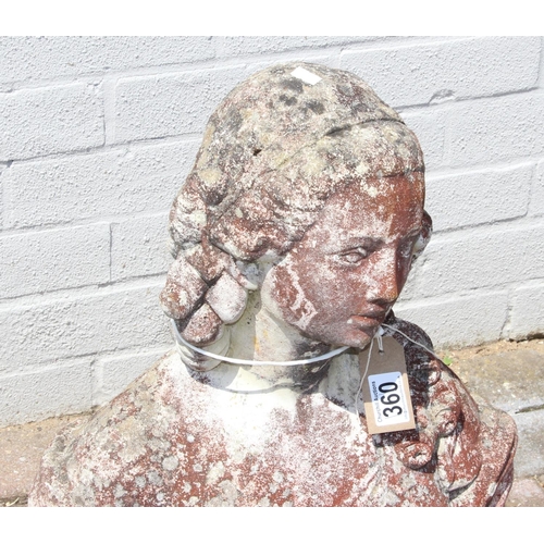 360 - Antique style weathered concrete bust of a classical female, approx 55cm H