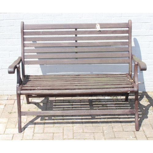 361 - Folding teak garden bench, approx 133cm W