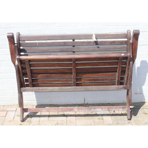 361 - Folding teak garden bench, approx 133cm W