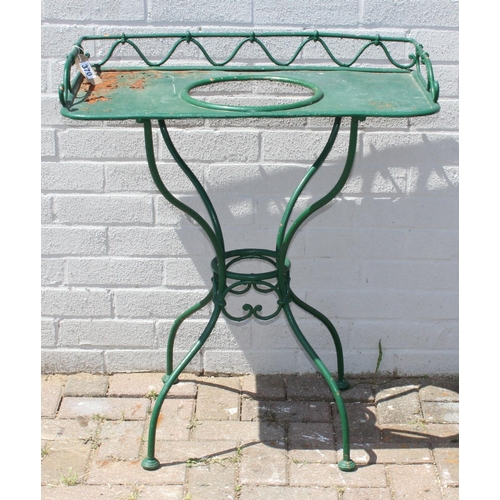 370 - A vintage green painted metal washstand, ideal garden planter, approx 70cm W x 40cm D x 80cm H