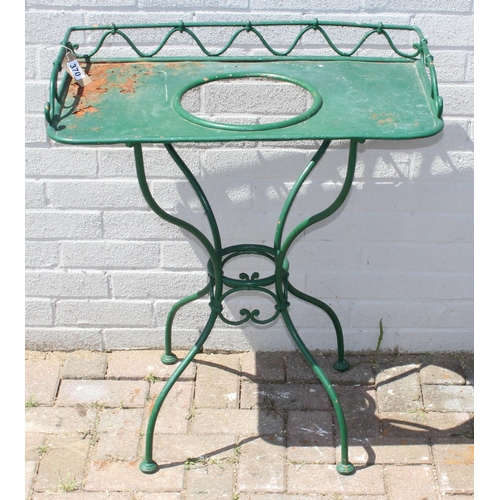 370 - A vintage green painted metal washstand, ideal garden planter, approx 70cm W x 40cm D x 80cm H