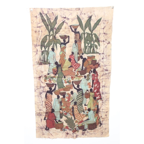 463 - 6 assorted African Batik prints, some signed, the largest approx 95cm x 81cm