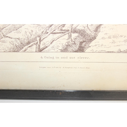 466 - After Sir Robert Frankland (British, 1784-1849), a set of 6 monochrome hunting prints published by H... 