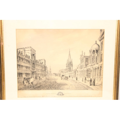 468 - 2 antique prints of Oxford, All Souls College & High St Oxford, the largest approx 50cm x 40cm