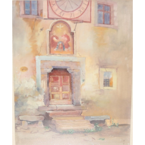 479 - Italian School (XX), oil on board of an antique door, seemingly unsigned but with Rome framers label... 