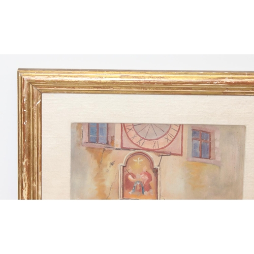 479 - Italian School (XX), oil on board of an antique door, seemingly unsigned but with Rome framers label... 