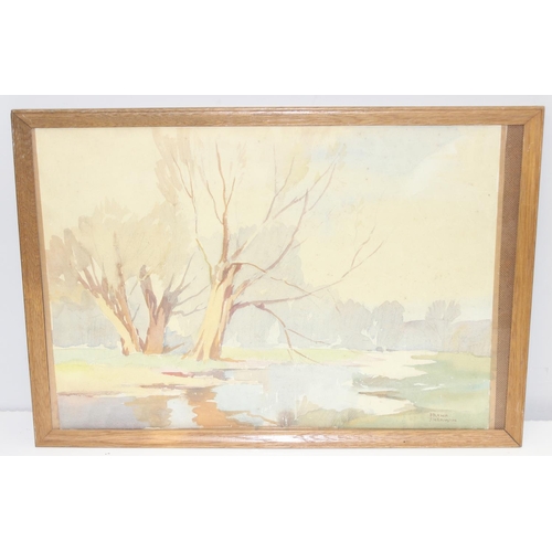 480 - Frank Sherwin (1896-1985), watercolour of Willow trees by a river, signed lower right, in later fram... 