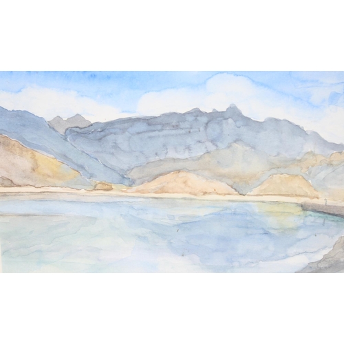 481 - Zedang (Tibet) watercolour reflections in the Yarlung River, seemingly unsigned, dedicated verso, ap... 