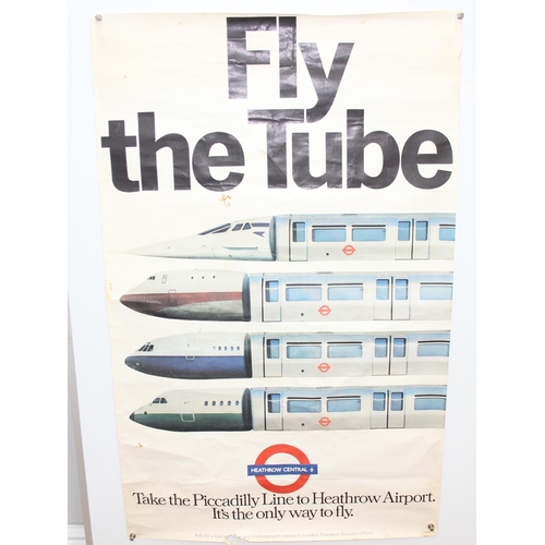 486 - 3 assorted vintage London Transport related posters, the largest approx. 65cm W x 100cm H