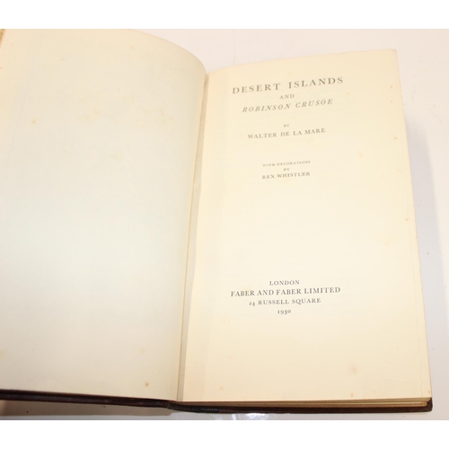 506 - Books - Desert Islands & Robinson Crusoe by Walter De La Mare, published by Faber & Faber 1930 & Wes... 