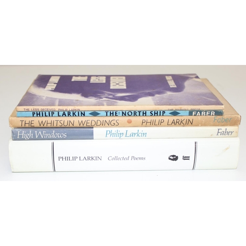 508 - 5 vintage books relating to the works of Philip Larkin to include, High Windows published by Faber &... 