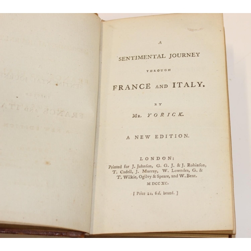 511 - 10 assorted antique leather bound books to inc A Sentimental Journey Through France and Italy by Mr.... 