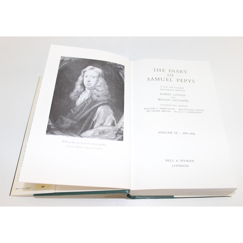 512 - The Diary of Samuel Pepys edited by Robert Latham & William Matthews, Bell & Son, 11 volumed coverin... 