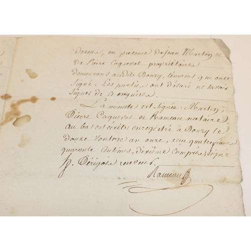 518 - 4 French Napoleonic period hand written letters and documents, 1803 - 1806 bearing various signature... 