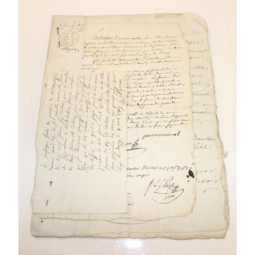 518 - 4 French Napoleonic period hand written letters and documents, 1803 - 1806 bearing various signature... 