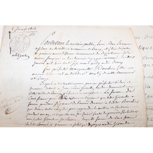 518 - 4 French Napoleonic period hand written letters and documents, 1803 - 1806 bearing various signature... 