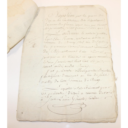 518 - 4 French Napoleonic period hand written letters and documents, 1803 - 1806 bearing various signature... 