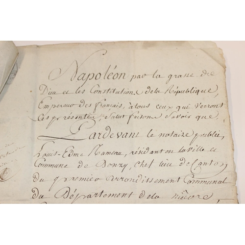 518 - 4 French Napoleonic period hand written letters and documents, 1803 - 1806 bearing various signature... 