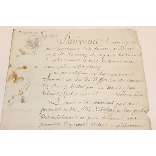 518 - 4 French Napoleonic period hand written letters and documents, 1803 - 1806 bearing various signature... 