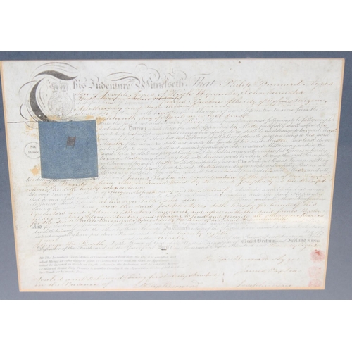 529 - Of local Thame interest, an antique legal document relating to the medical apprenticeship of Philip ... 