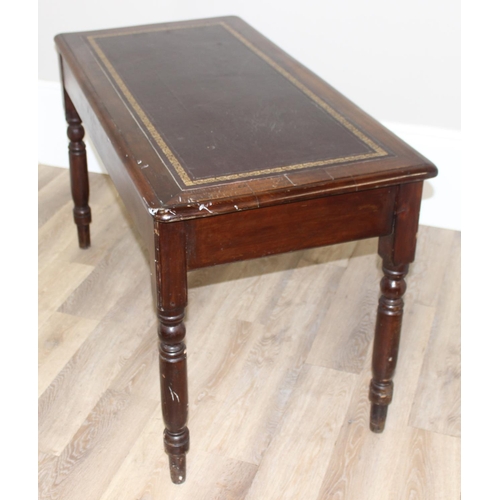 170 - Victorian leather topped writing desk or library table with 2 drawers, approx 121cm W x 60cm D x 72c... 