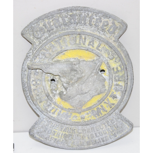 728 - Cast metal Oxford United wall mounted shield in team colours. 30cm x 27cm