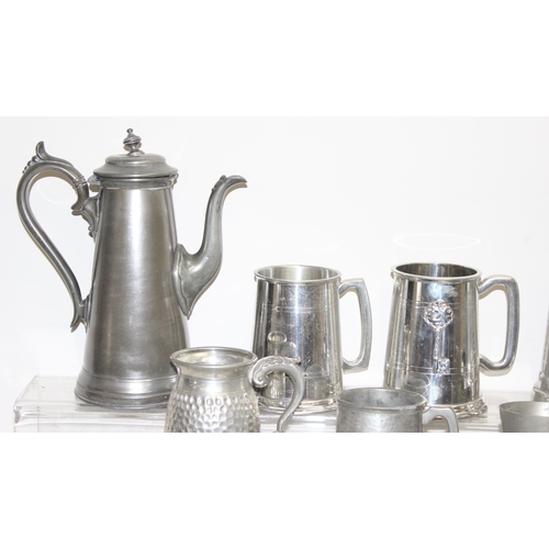 1047 - Qty of antique and later pewter tankards etc, approx 7kg gross