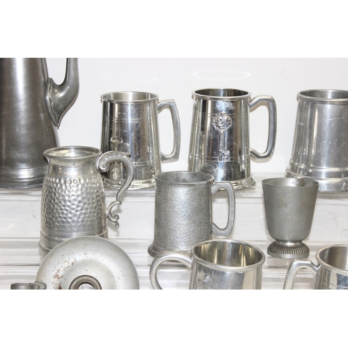 1047 - Qty of antique and later pewter tankards etc, approx 7kg gross