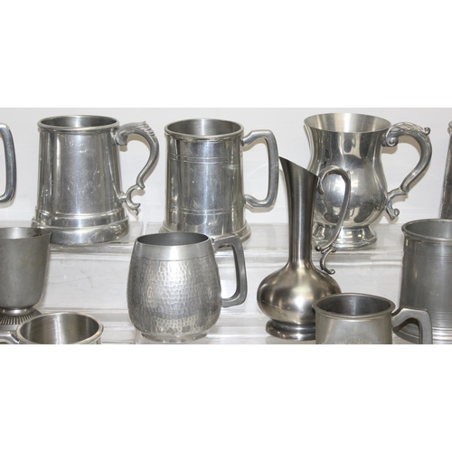 1047 - Qty of antique and later pewter tankards etc, approx 7kg gross