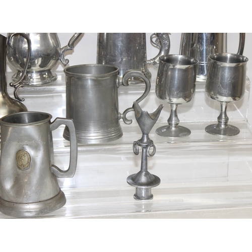 1047 - Qty of antique and later pewter tankards etc, approx 7kg gross