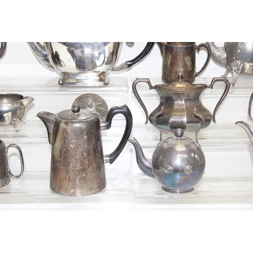 1049 - Qty of mixed antique and later silver-plated teaset items to incl teapots, milk jugs, sugar bowls et... 