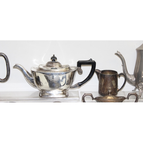 1049 - Qty of mixed antique and later silver-plated teaset items to incl teapots, milk jugs, sugar bowls et... 