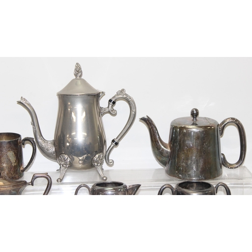 1049 - Qty of mixed antique and later silver-plated teaset items to incl teapots, milk jugs, sugar bowls et... 