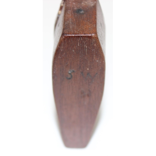 1413 - A rare WW2 period treen, small, coffin shaped snuff box with the cross of Loraine embedded with smal... 