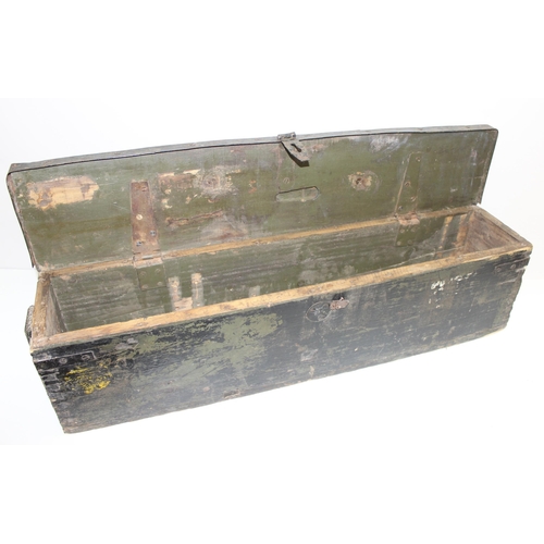 1417 - A vintage black painted wooden Indian rifle storage box, approx 97 x 21 x 28cm