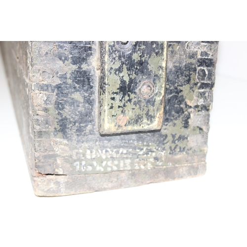 1417 - A vintage black painted wooden Indian rifle storage box, approx 97 x 21 x 28cm