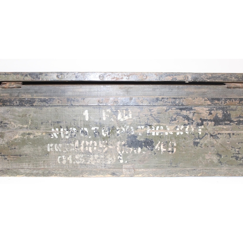 1417 - A vintage black painted wooden Indian rifle storage box, approx 97 x 21 x 28cm