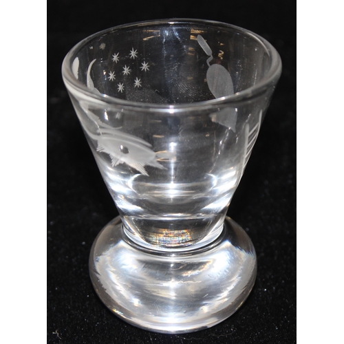 1600 - Collection of 6 Masonic antique firing glasses, to include an illusion glass with square & compass d... 