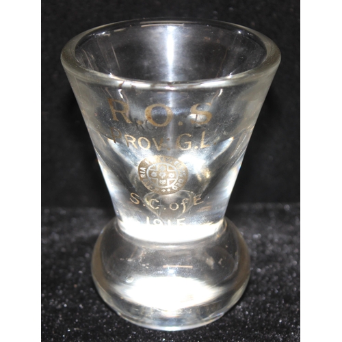 1600 - Collection of 6 Masonic antique firing glasses, to include an illusion glass with square & compass d... 