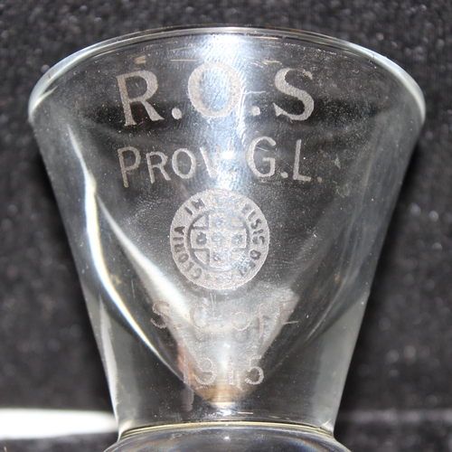 1600 - Collection of 6 Masonic antique firing glasses, to include an illusion glass with square & compass d... 