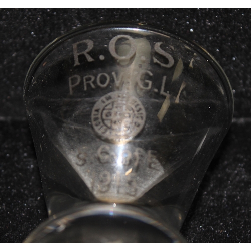 1600 - Collection of 6 Masonic antique firing glasses, to include an illusion glass with square & compass d... 