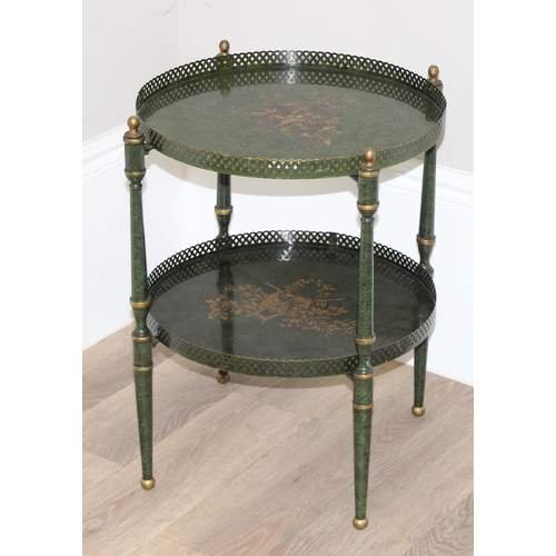 173 - A vintage Italian painted metal folding tray table, approx 50cm in diameter x 57cm tall