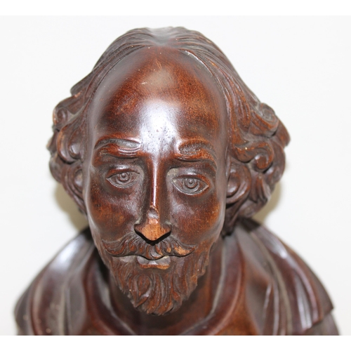 1768 - Early 20th century carved wooden bust of William Shakespeare, approx 23cm H