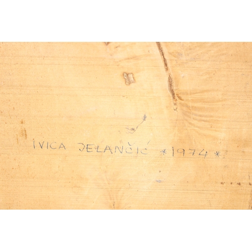 1769 - Ivica Jelančić - a retro 1974 dated carved wooden wall mask, with date mark and name verso, approx 3... 