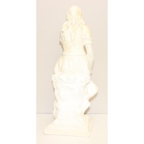 1775 - After Auguste Moreau (French, 1834-1917), plaster sculpture of a young sitting girl with flowers in ... 