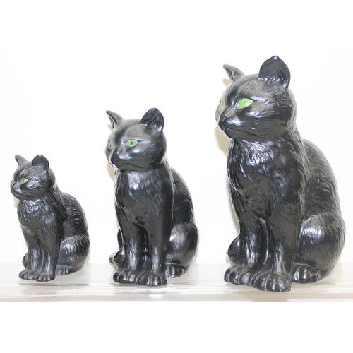 1781 - Qty of glass bottles, jar of buttons and 3 graduated Sylvac style black cats